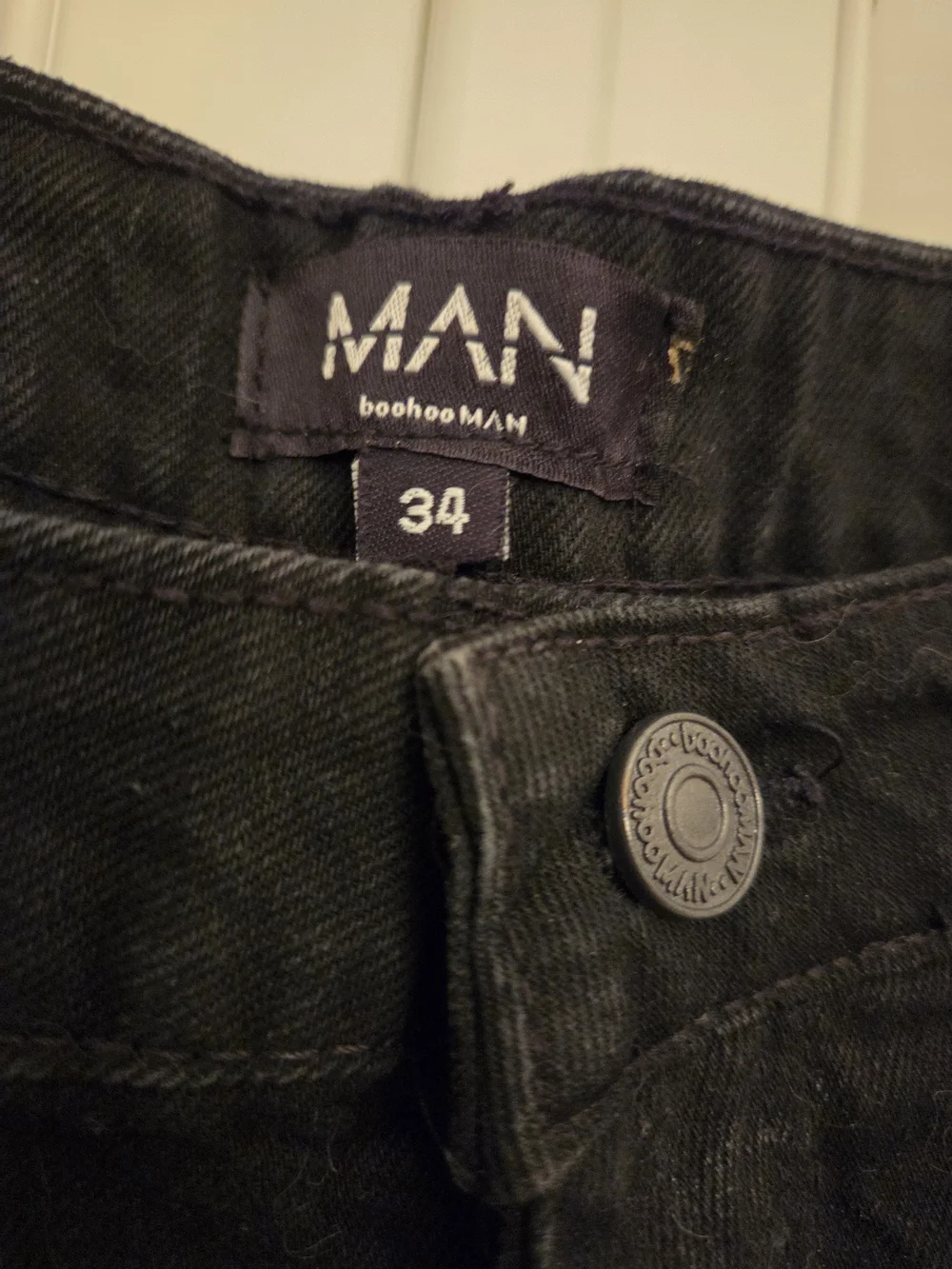 Streetwear Black Wide Leg Baggy Jeans – Men's Size 34
